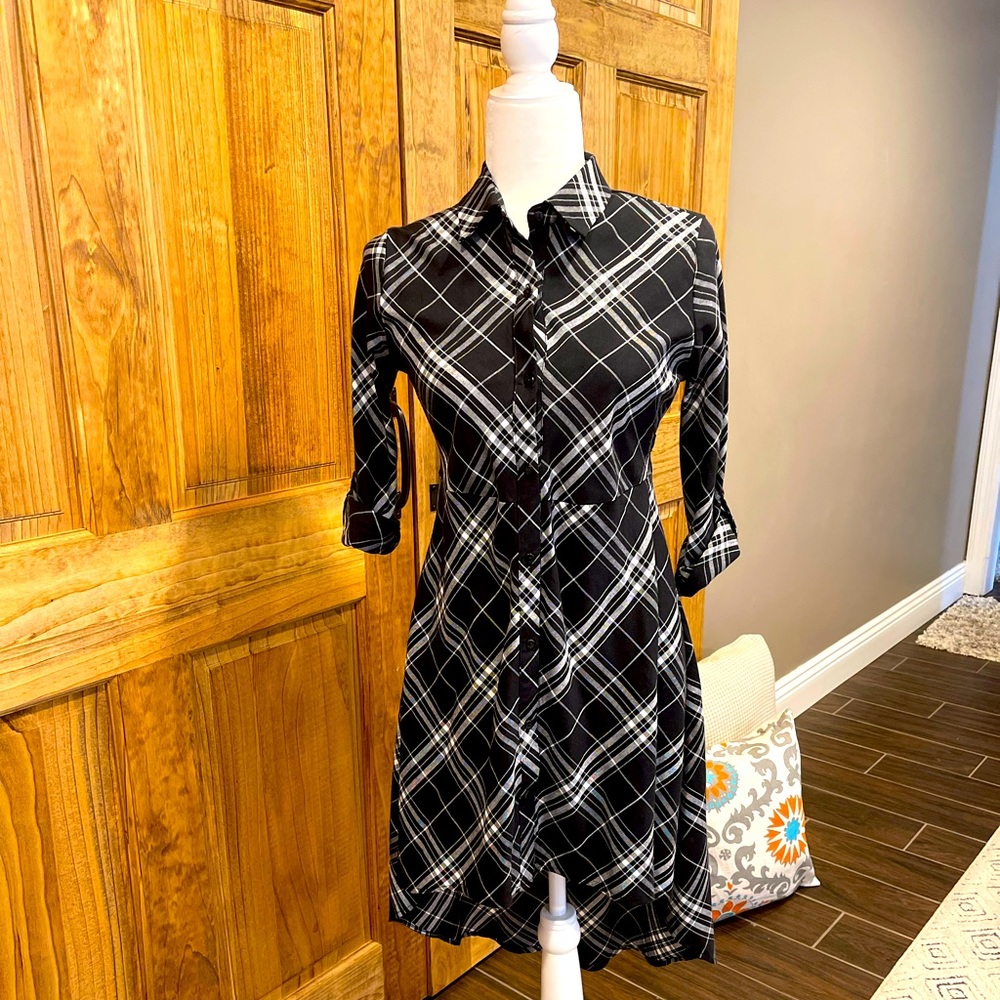 Black and White Plaid shirt dress